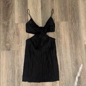 ASTR The Label Black Pleated Bow Front Mini Dress Size Small